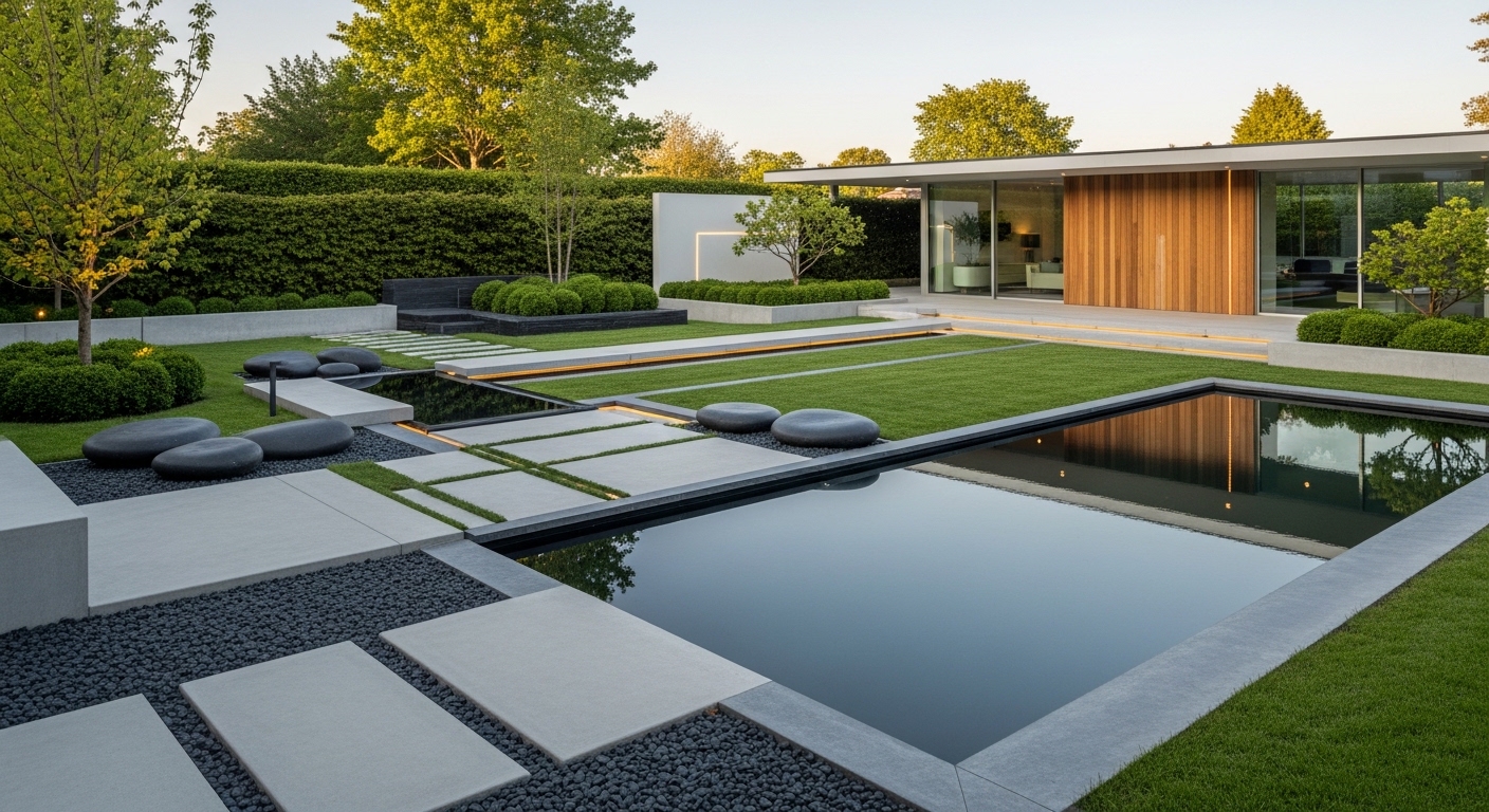 Jardim contemporâneo limpo